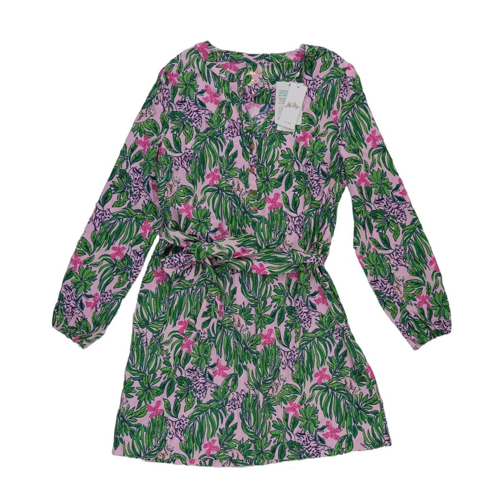 Lilly Pulitzer Engley Dress Women's Size XL Pink Jungle UPF 50 Pockets Roaring